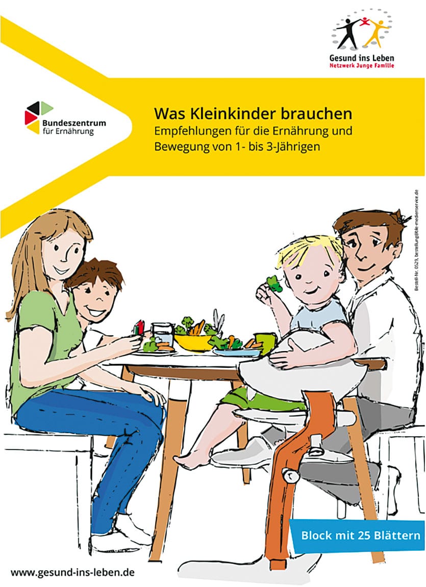 Das Elternmaterial „Was Kleinkinder brauchen“ gibt Auskunft über die aktuellen Empfehlungen für die Ernährung von Kleinkindern und kann unter ble-medienservice.de heruntergeladen werden.